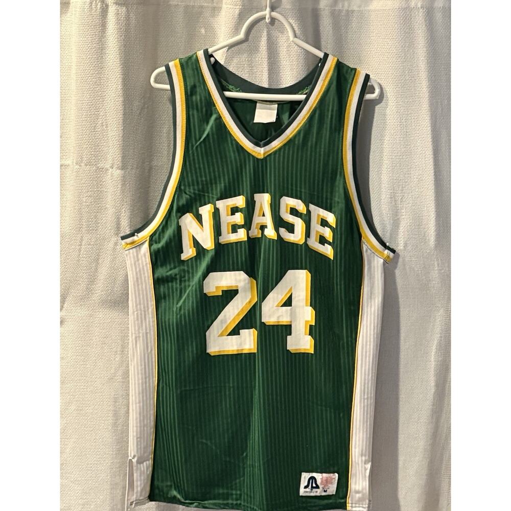 Vintage Nease High School Basketball Jersey 24 Green White Sports Belle M